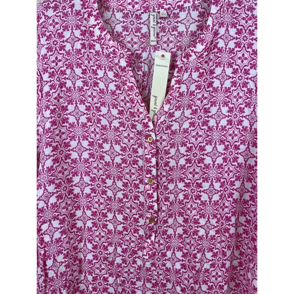 Grand & Greene Womens Size Large Lightweight Pink & White Lightweight Blouse NWT - Picture 2 of 9